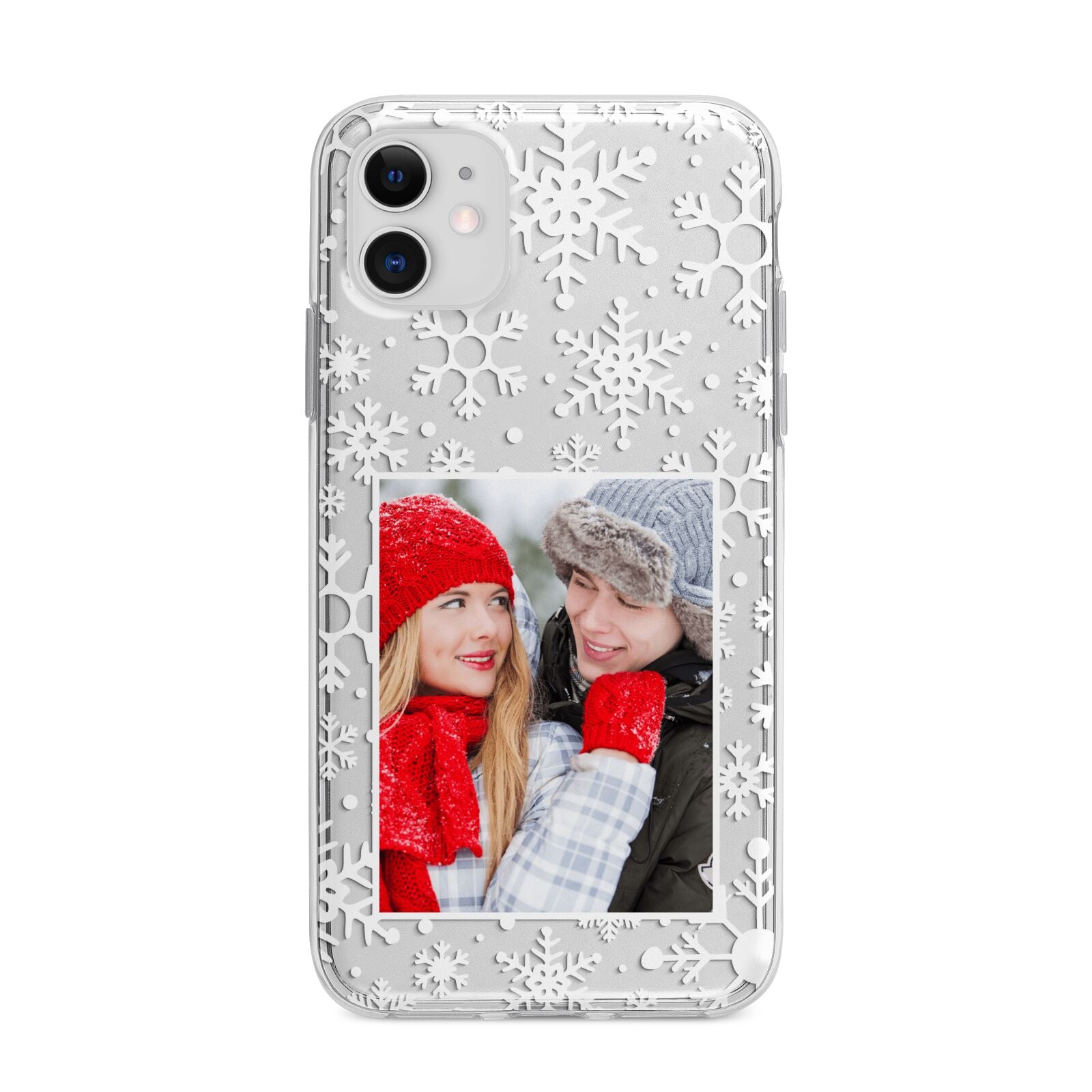 Christmas Snowflake Personalised Photo Apple iPhone 11 in White with Bumper Case