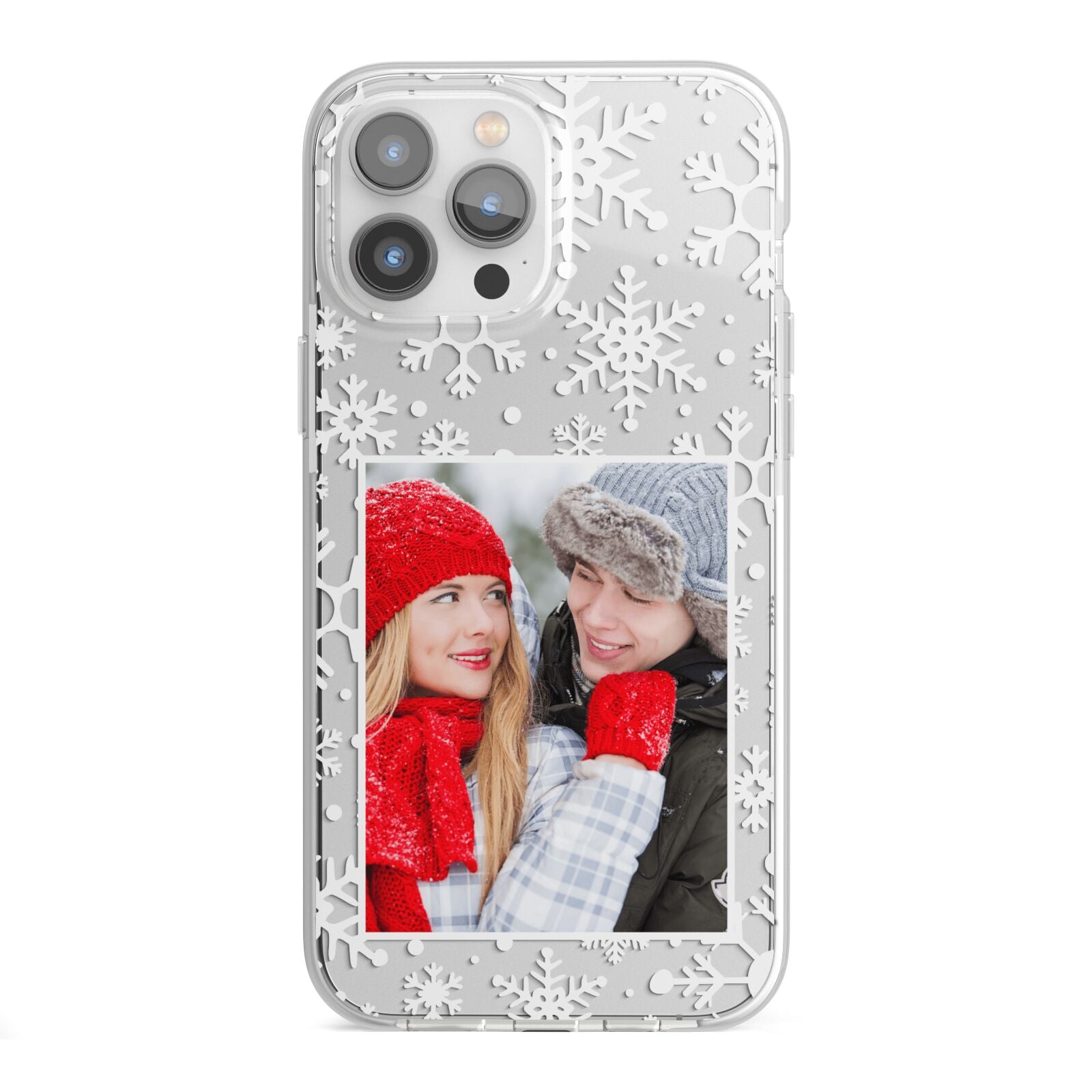 Christmas Snowflake Personalised Photo iPhone 13 Pro Max TPU Impact Case with White Edges