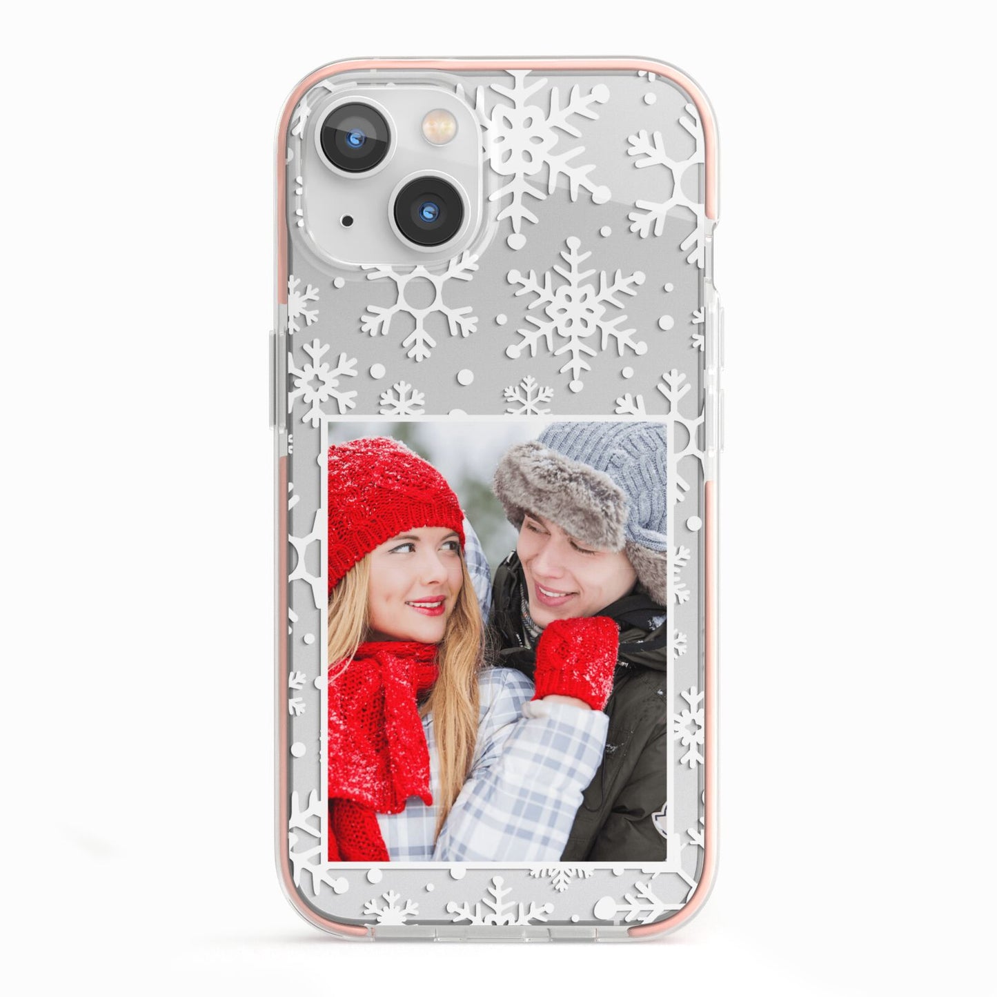 Christmas Snowflake Personalised Photo iPhone 13 TPU Impact Case with Pink Edges