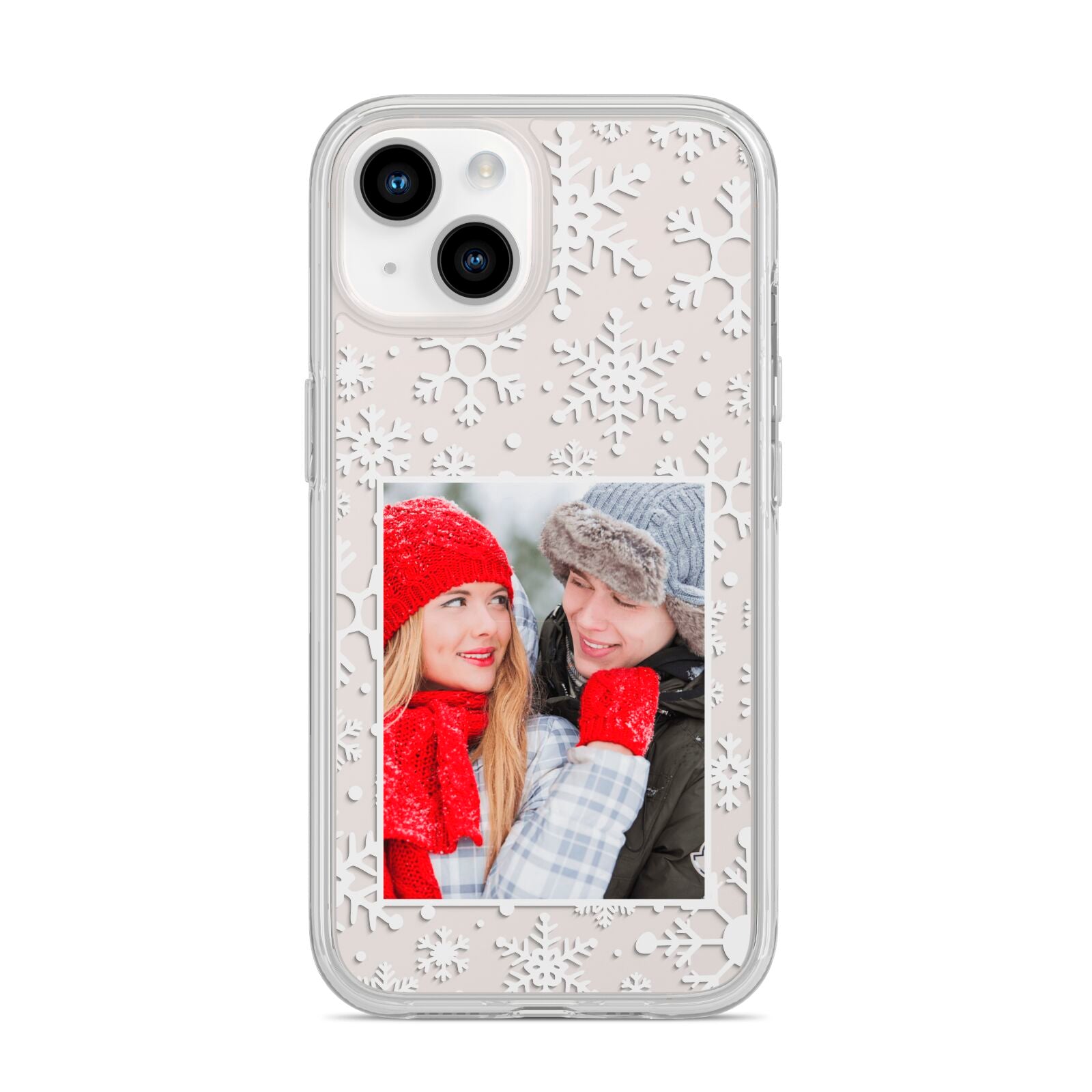 Christmas Snowflake Personalised Photo iPhone 14 Clear Tough Case Starlight