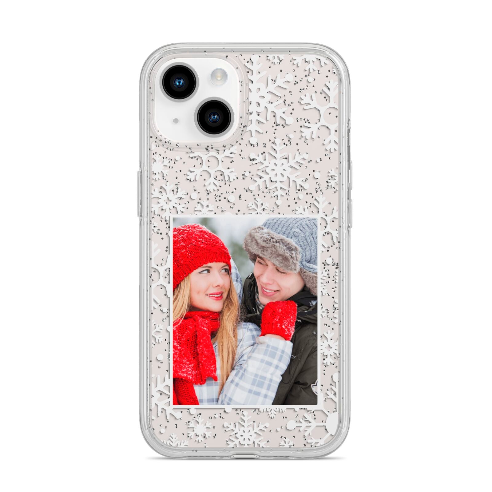 Christmas Snowflake Personalised Photo iPhone 14 Glitter Tough Case Starlight