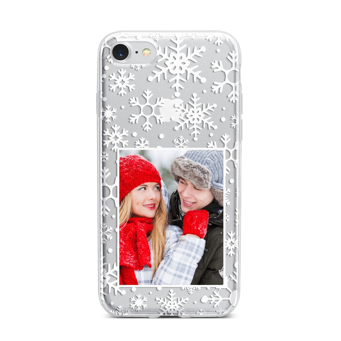 Christmas Snowflake Personalised Photo iPhone 7 Bumper Case on Silver iPhone
