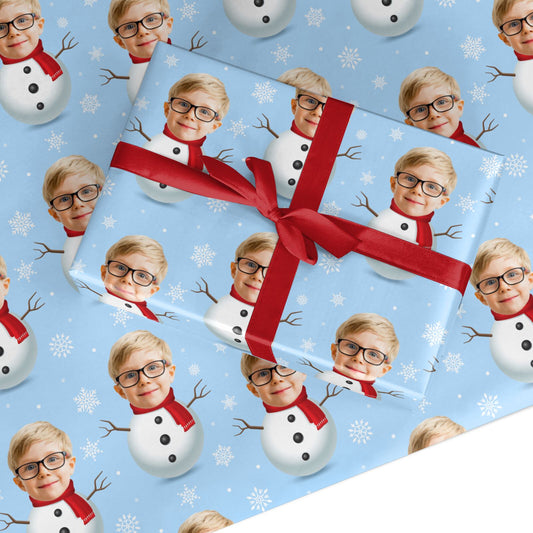 Christmas Snowman Face Custom Wrapping Paper