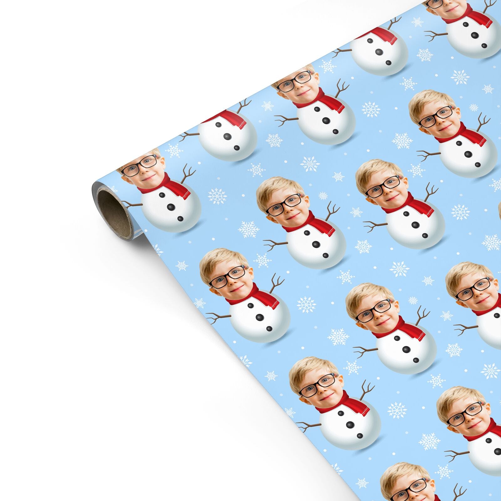 Christmas Snowman Face Personalised Gift Wrap