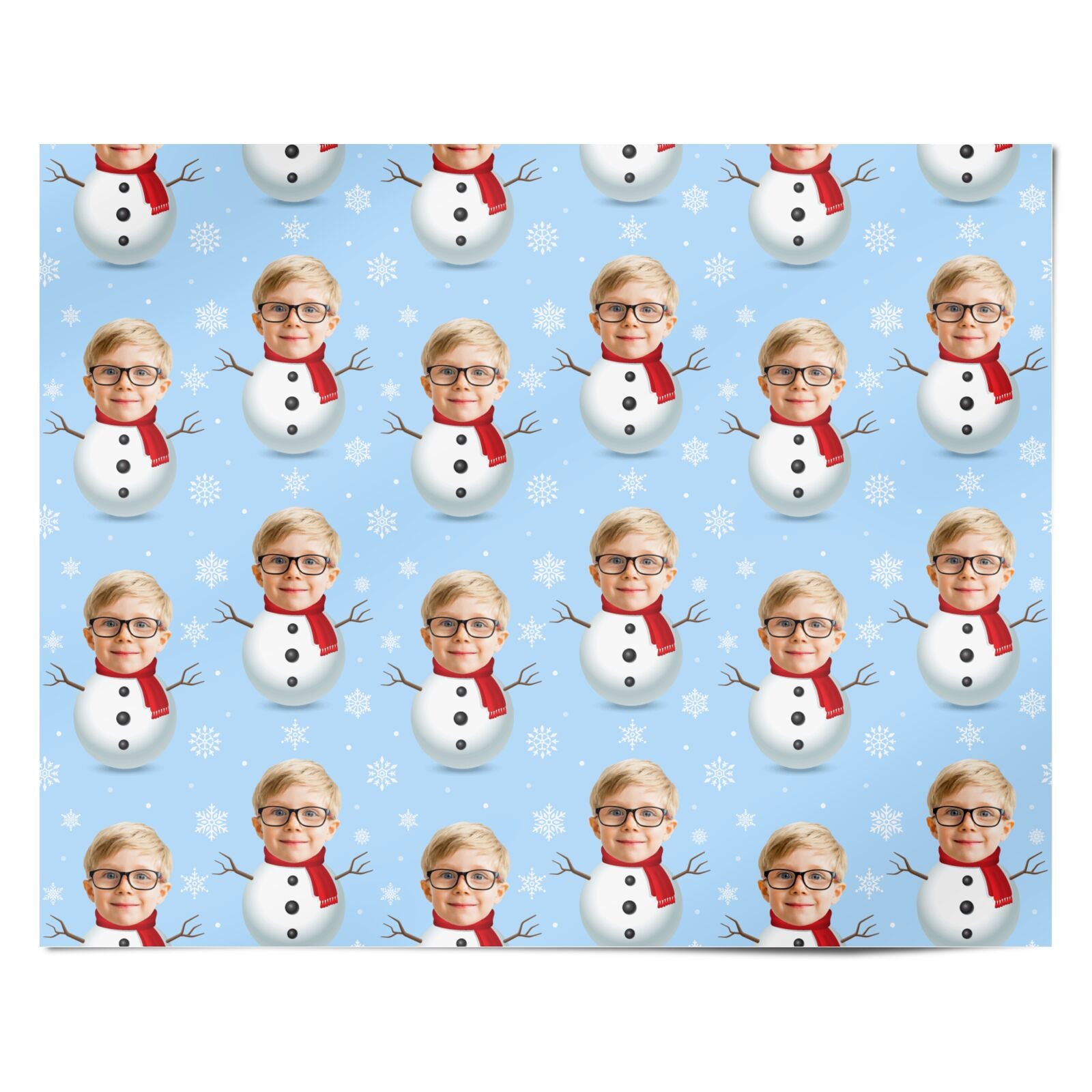 Christmas Snowman Face Personalised Wrapping Paper Alternative