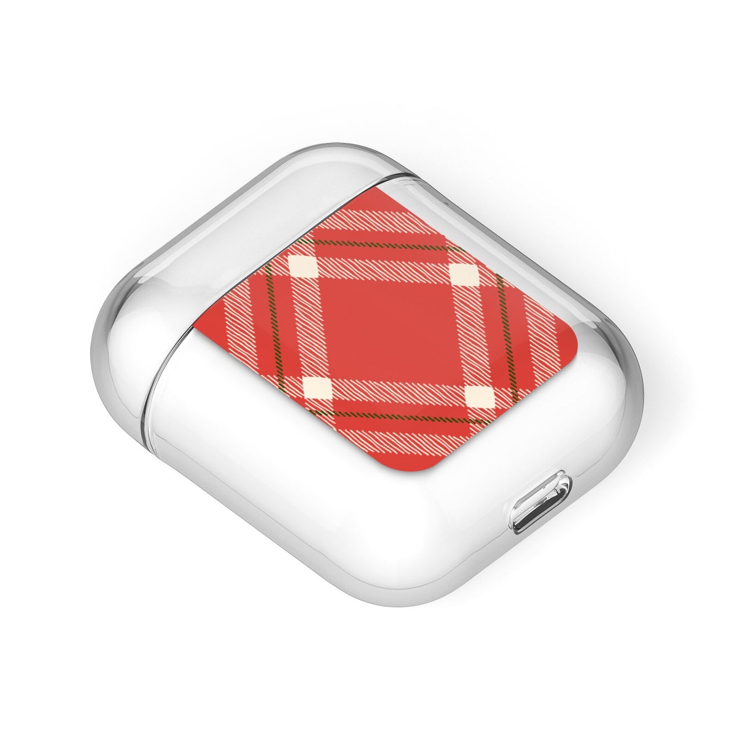 Christmas Tartan AirPods Case Laid Flat