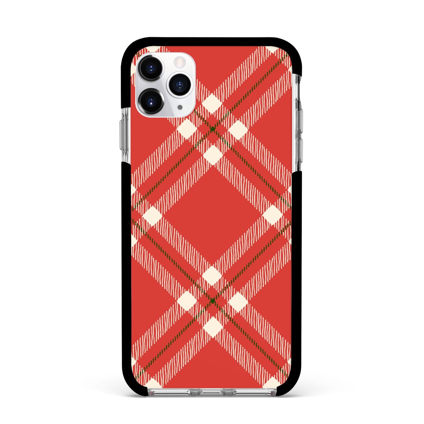 Christmas Tartan Apple iPhone 11 Pro Max in Silver with Black Impact Case