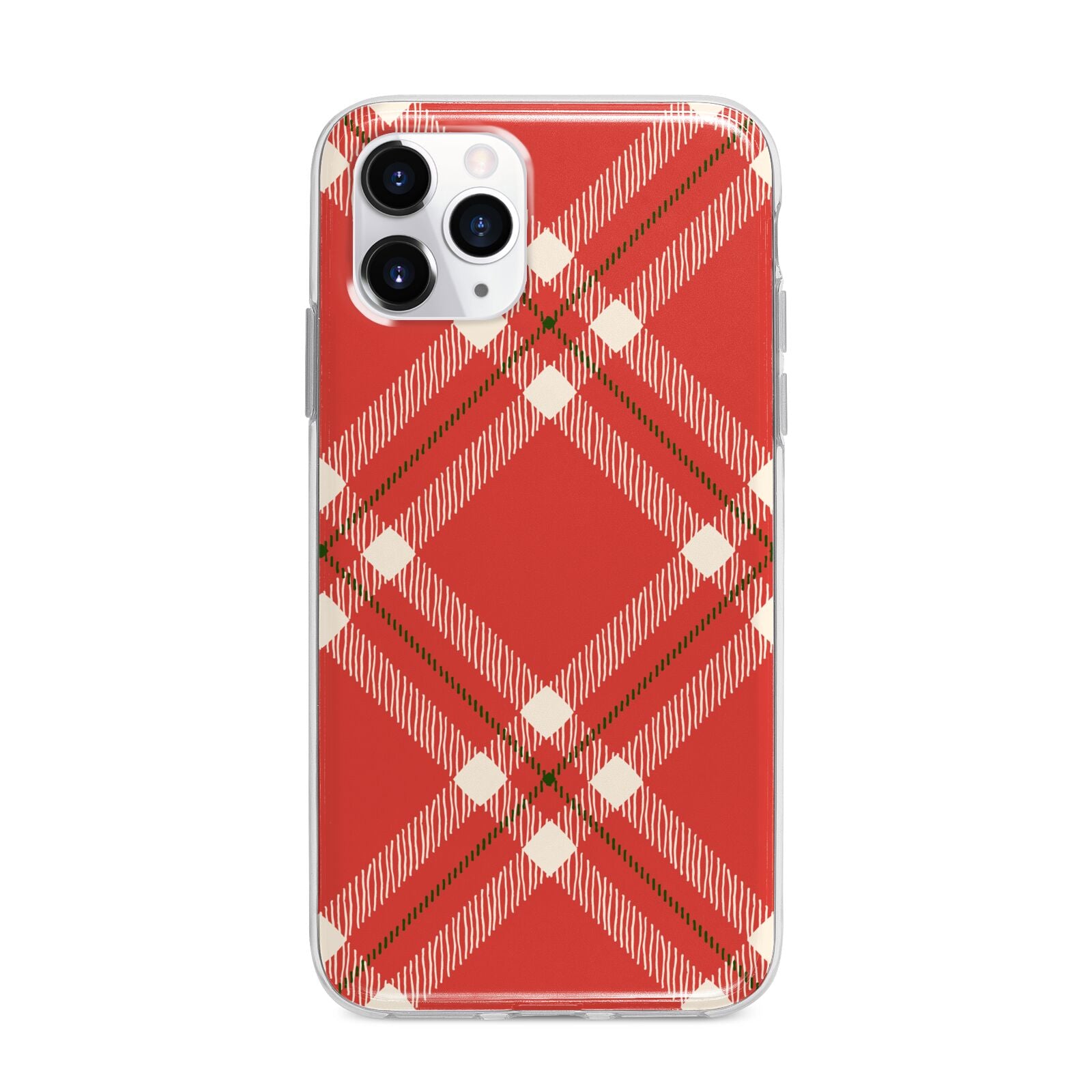 Christmas Tartan Apple iPhone 11 Pro Max in Silver with Bumper Case