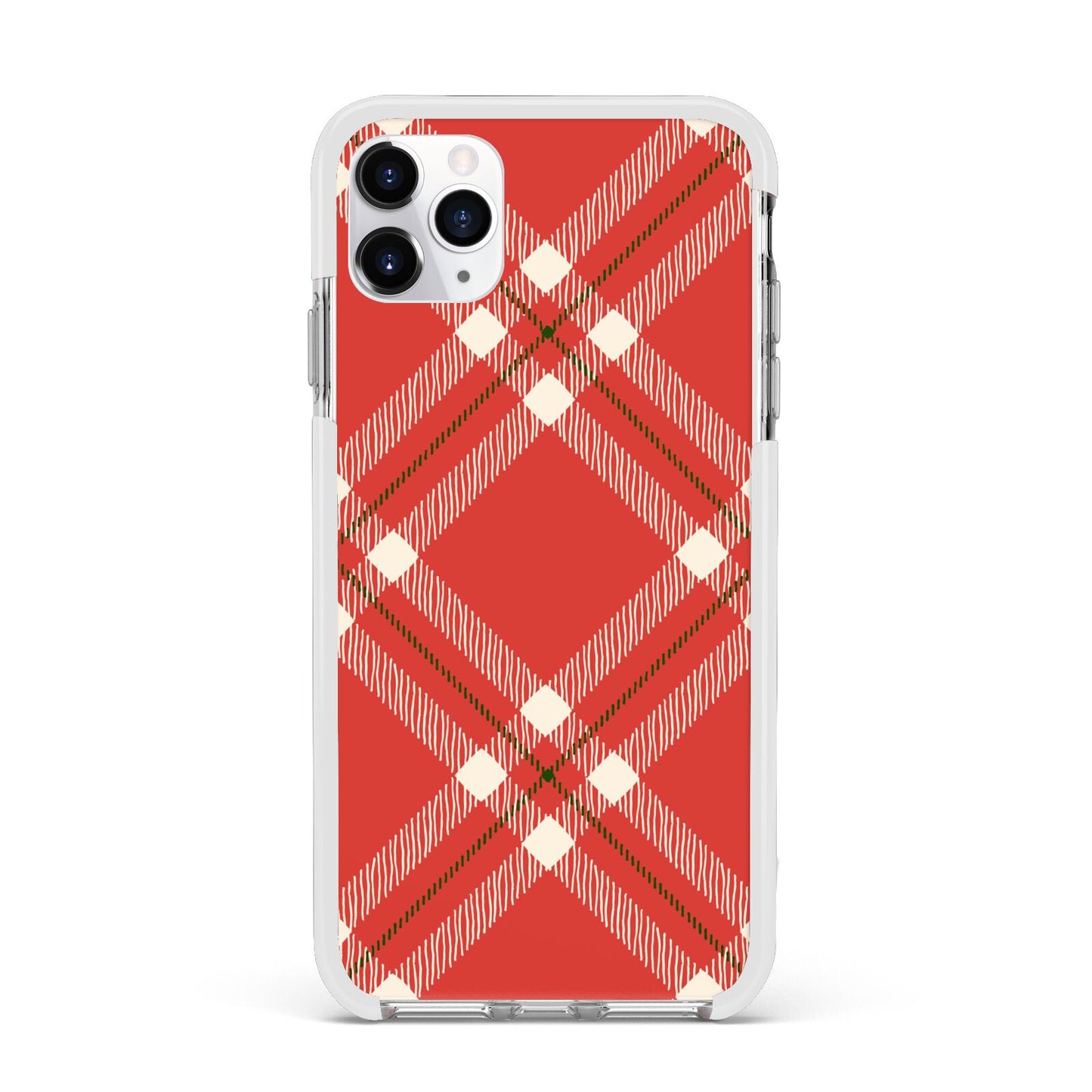 Christmas Tartan Apple iPhone 11 Pro Max in Silver with White Impact Case