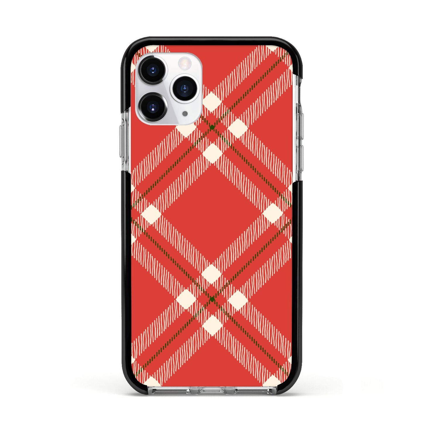 Christmas Tartan Apple iPhone 11 Pro in Silver with Black Impact Case