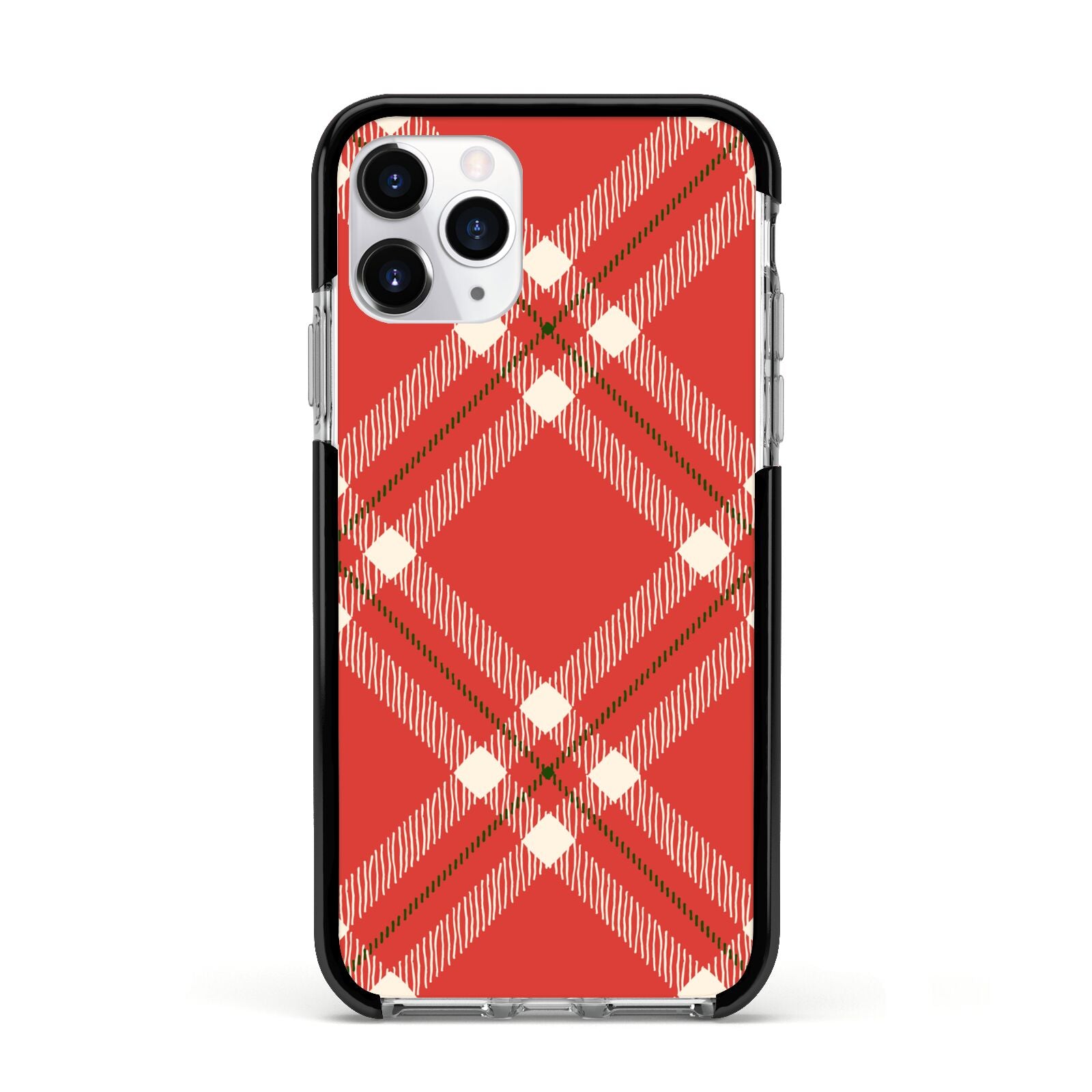Christmas Tartan Apple iPhone 11 Pro in Silver with Black Impact Case