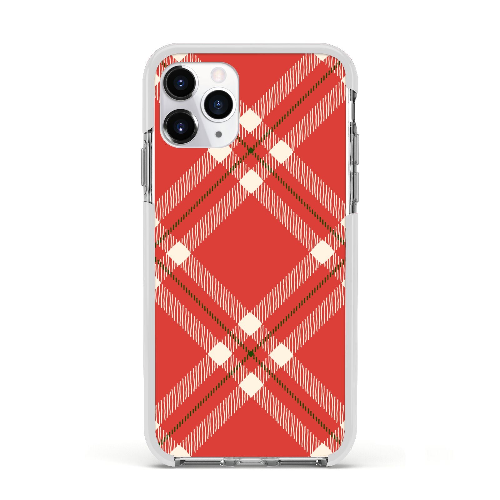 Christmas Tartan Apple iPhone 11 Pro in Silver with White Impact Case