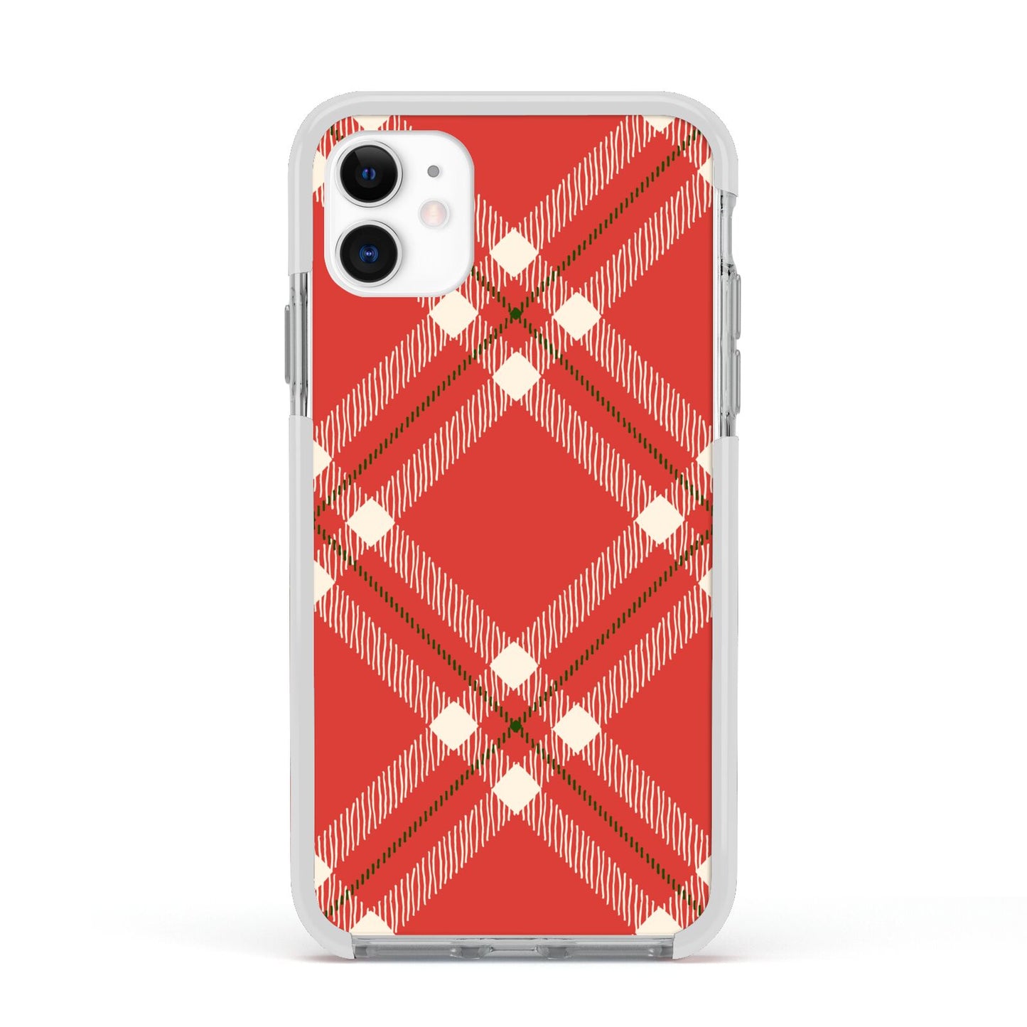 Christmas Tartan Apple iPhone 11 in White with White Impact Case