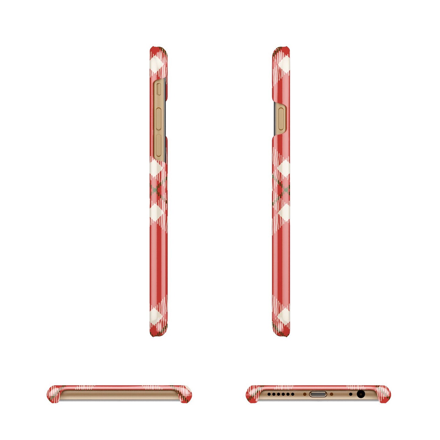 Christmas Tartan Apple iPhone 6 3D Wrap Snap Case Angled Images