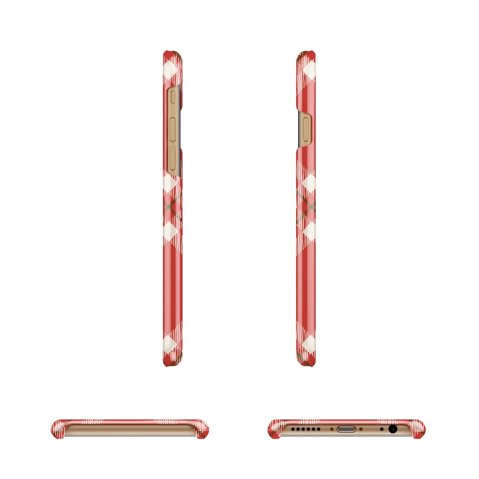 Christmas Tartan Apple iPhone 6 3D Wrap Snap Case Angled Images