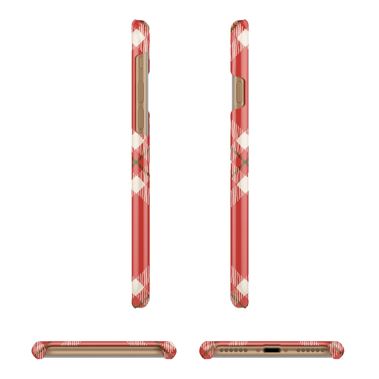 Christmas Tartan Apple iPhone 7 8 3D Wrap Snap Case Angled Images