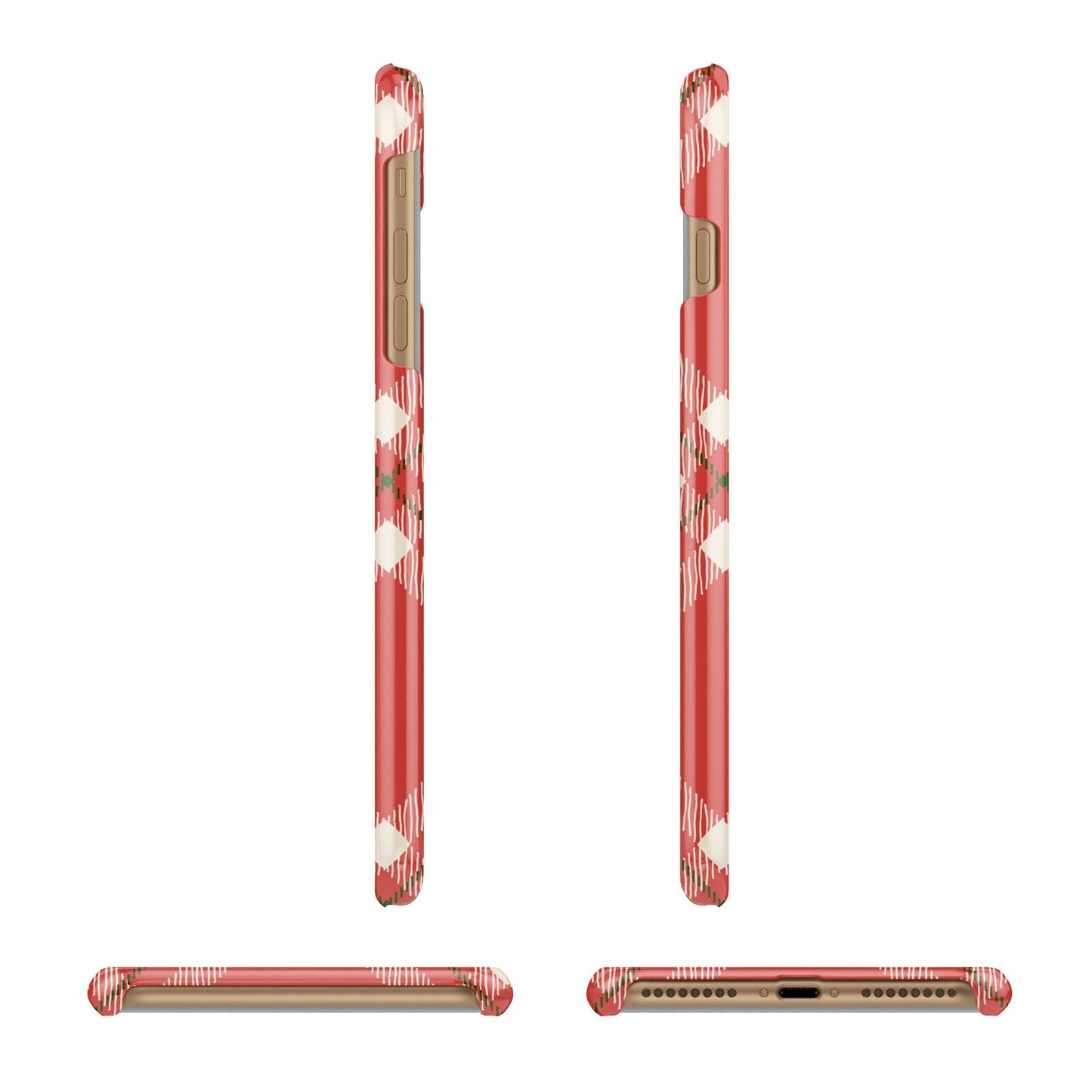 Christmas Tartan Apple iPhone 7 Plus 3D Wrap Snap Case Angled Images