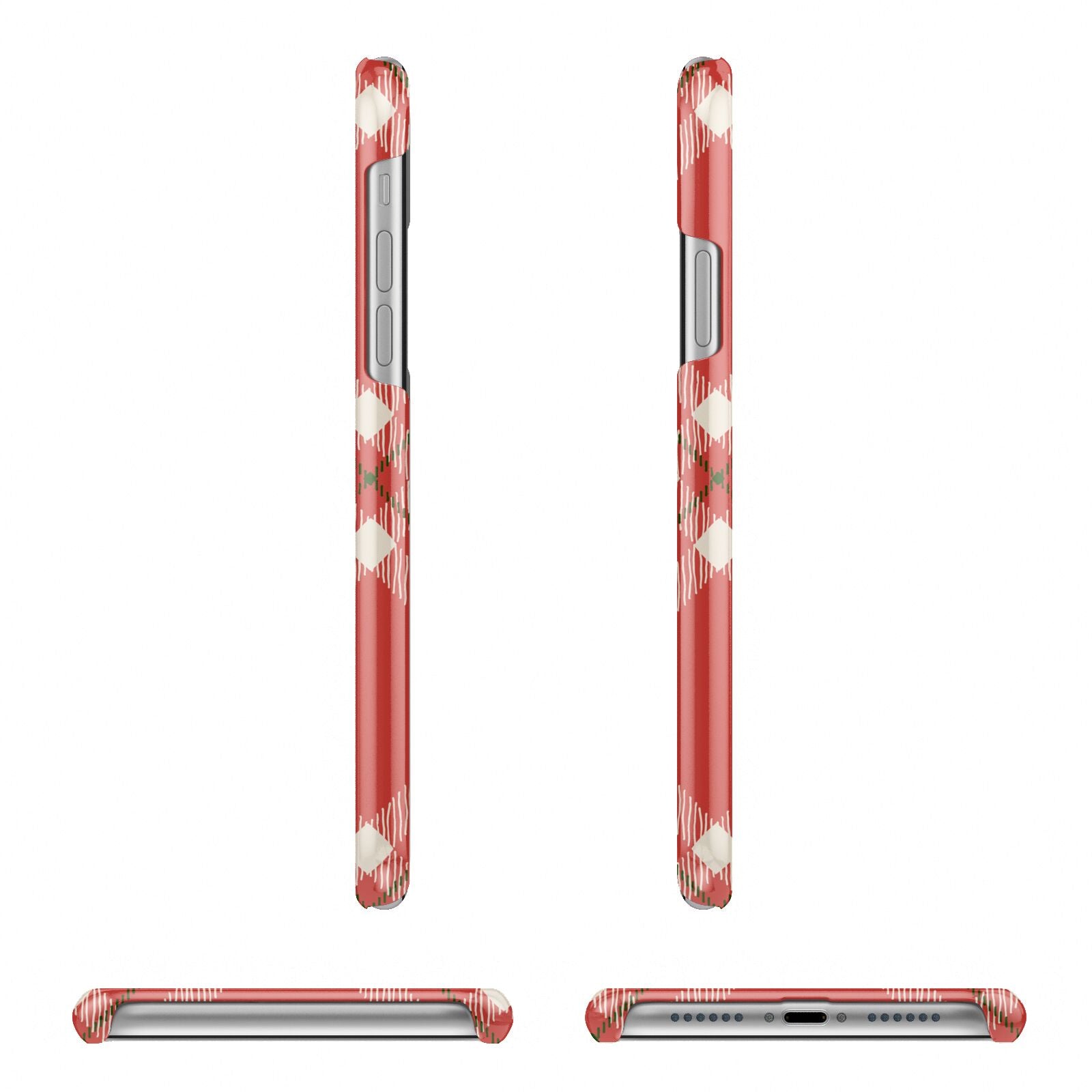 Christmas Tartan Apple iPhone XR 3D Wrap Snap Case Angled Images on White Phone