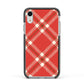 Christmas Tartan Apple iPhone XR Impact Case Black Edge on Silver Phone