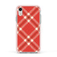 Christmas Tartan Apple iPhone XR Impact Case Pink Edge on Silver Phone