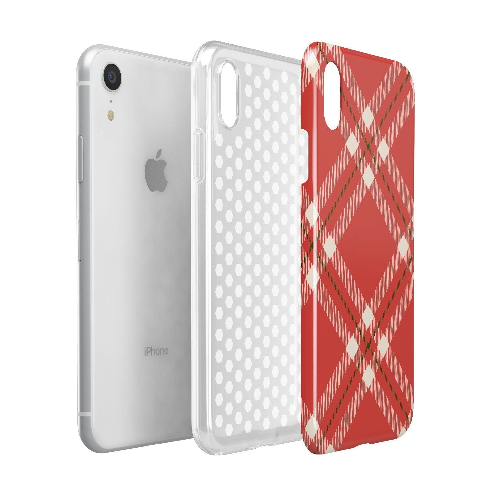Christmas Tartan Apple iPhone XR White 3D Tough Case Expanded view