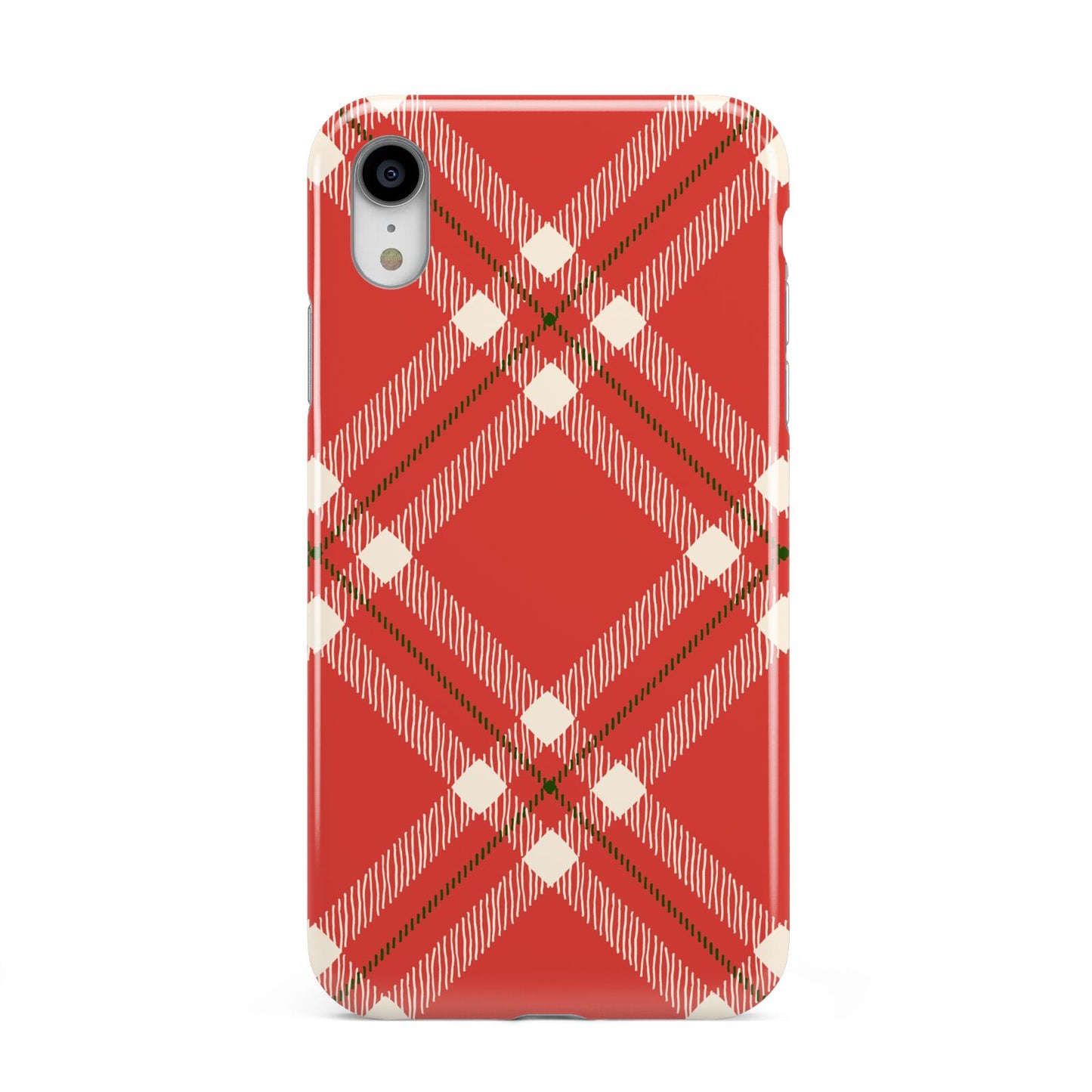 Christmas Tartan Apple iPhone XR White 3D Tough Case