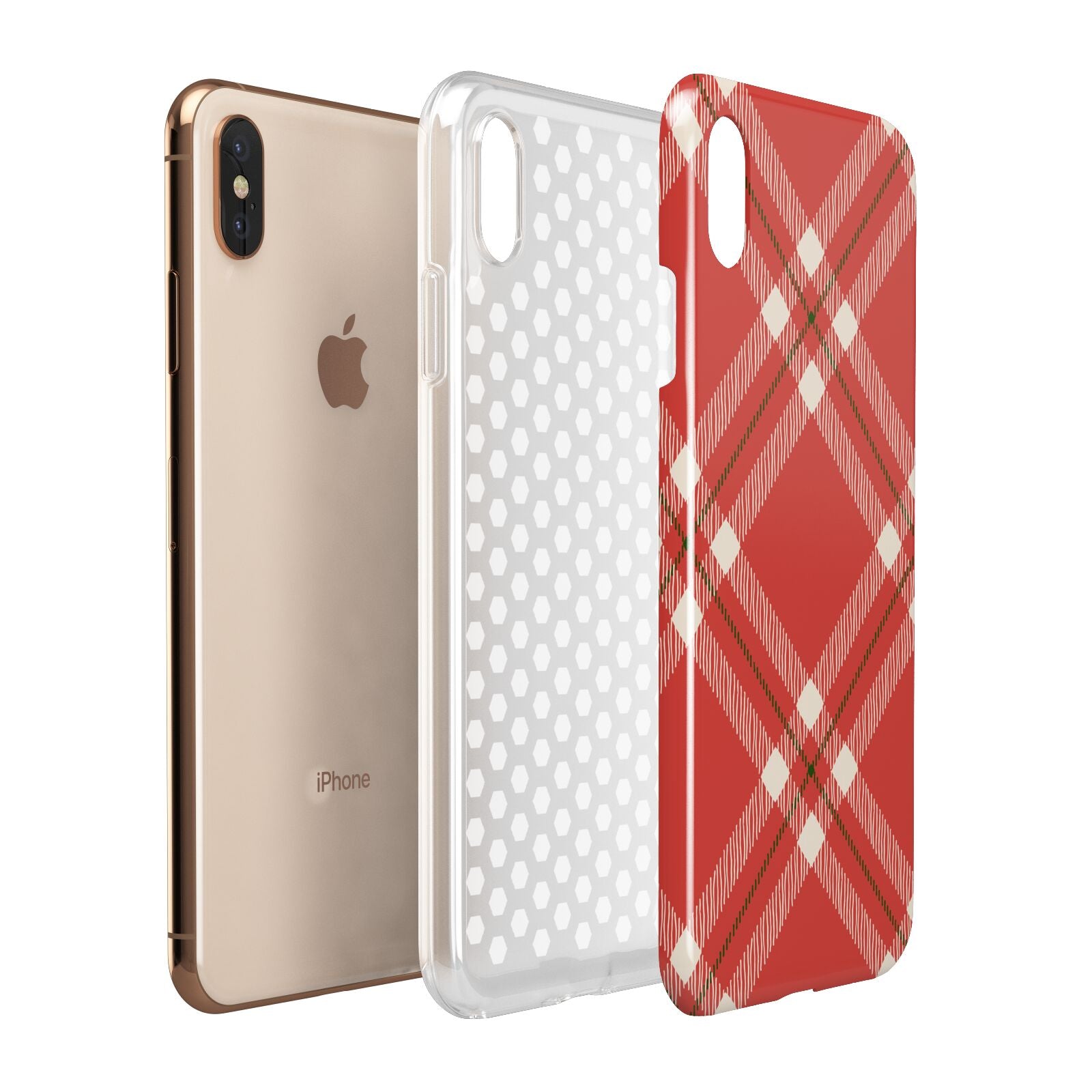 Christmas Tartan Apple iPhone Xs Max 3D Tough Case Expanded View