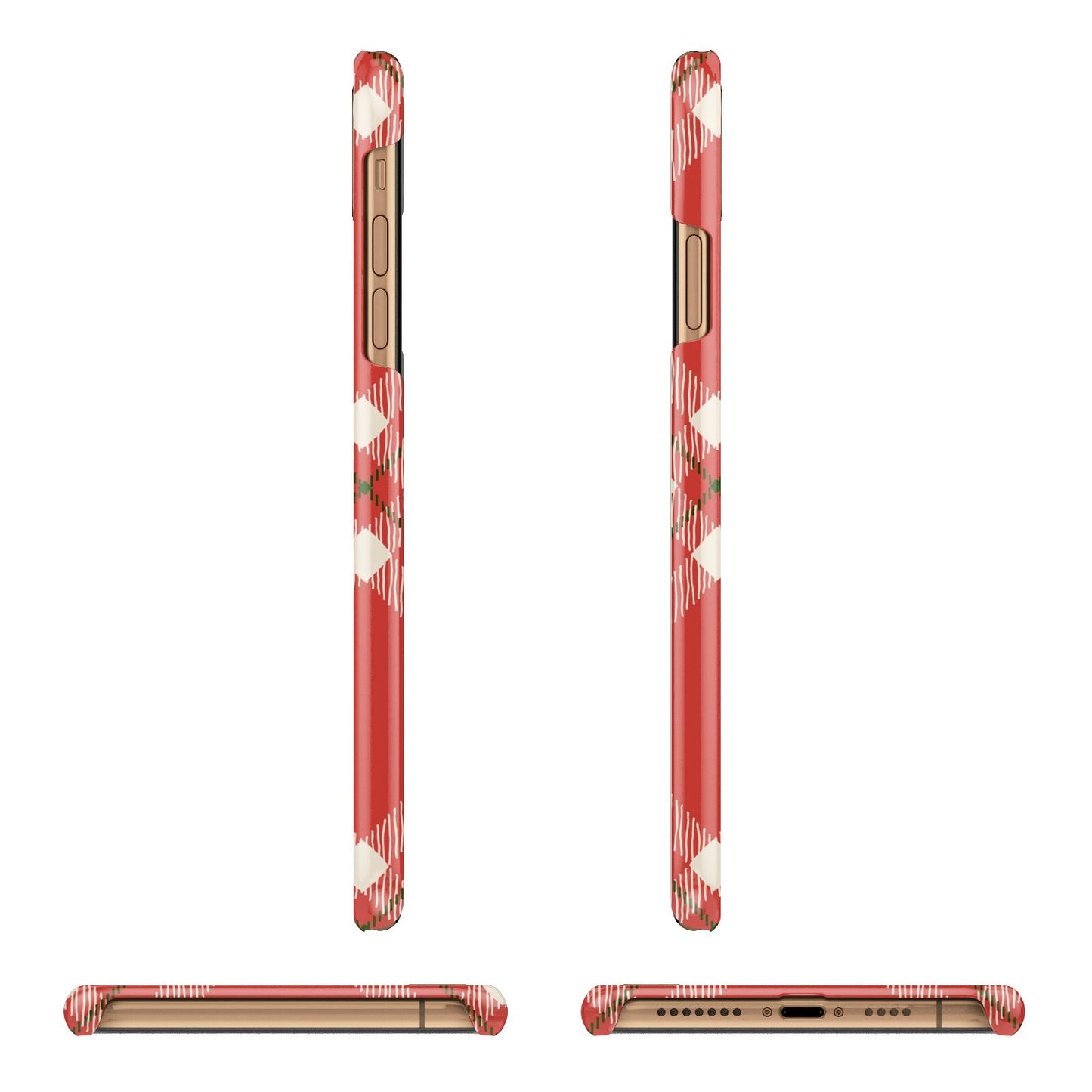 Christmas Tartan Apple iPhone Xs Max 3D Wrap Snap Case Angled Images