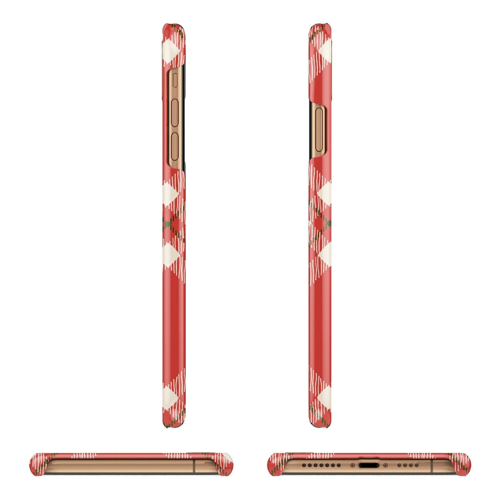 Christmas Tartan Apple iPhone Xs Max 3D Wrap Snap Case Angled Images