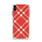 Christmas Tartan Apple iPhone Xs Max Impact Case White Edge on Silver Phone