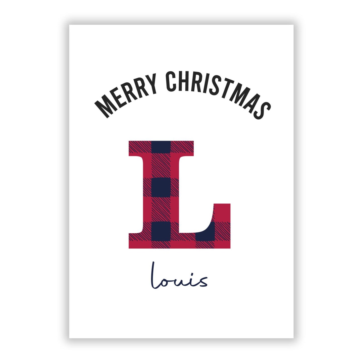 Christmas Tartan Personalised A5 Flat Greetings Card