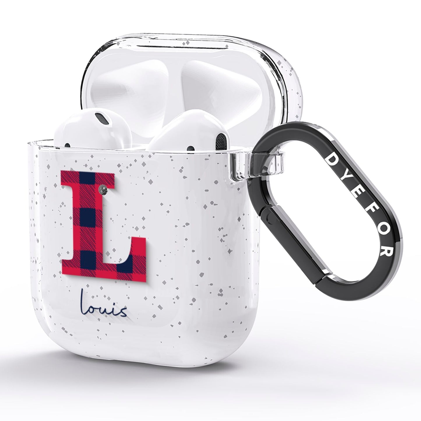 Christmas Tartan Personalised AirPods Glitter Case Side Image