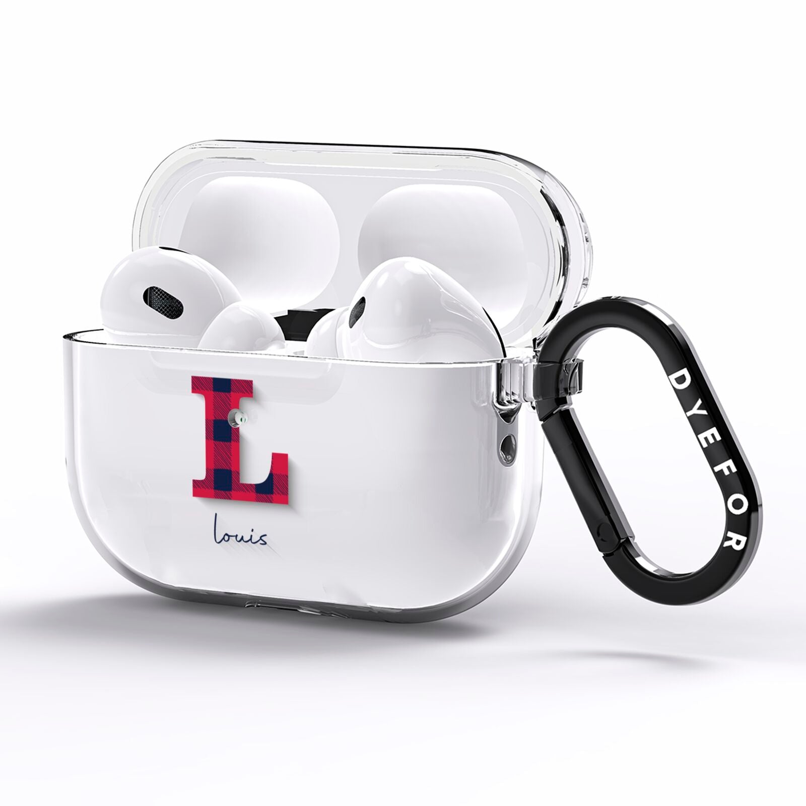 Christmas Tartan Personalised AirPods Pro Clear Case Side Image
