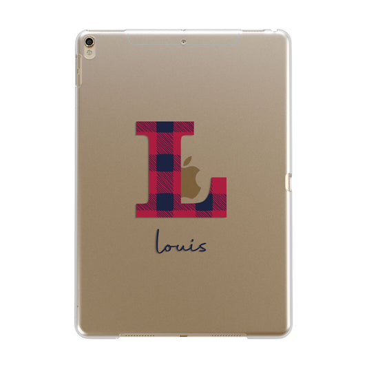 Christmas Tartan Personalised Apple iPad Gold Case
