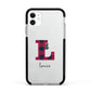 Christmas Tartan Personalised Apple iPhone 11 in White with Black Impact Case