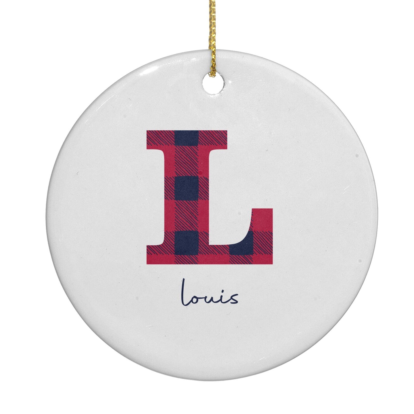 Christmas Tartan Personalised Circle Decoration Back Image