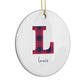 Christmas Tartan Personalised Circle Decoration Side Angle