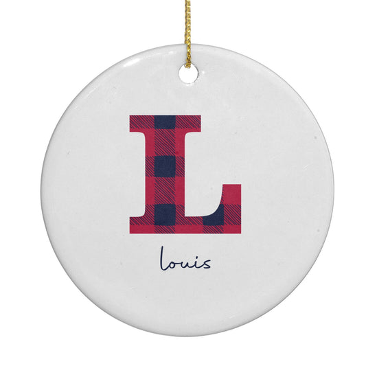 Christmas Tartan Personalised Circle Decoration