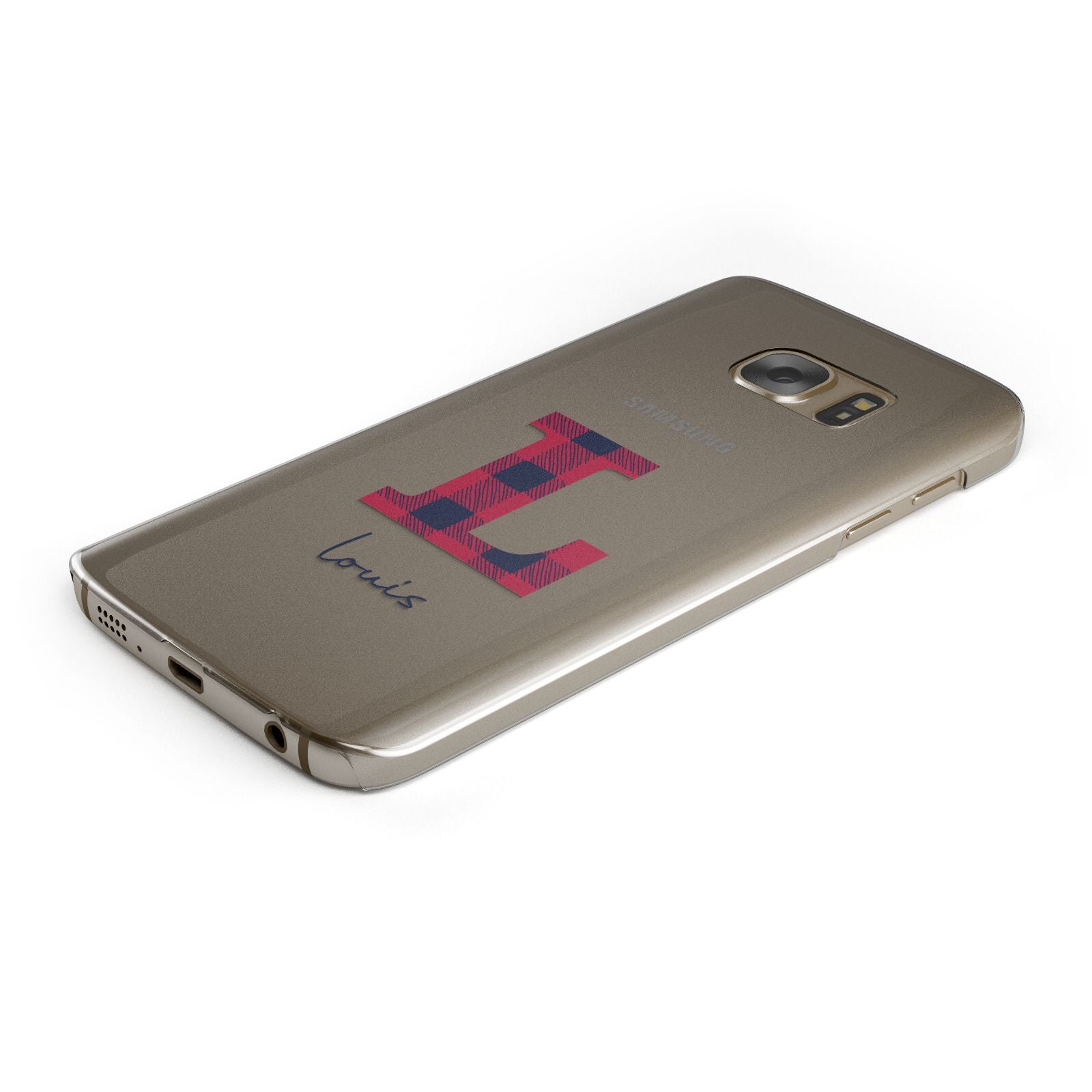 Christmas Tartan Personalised Protective Samsung Galaxy Case Angled Image