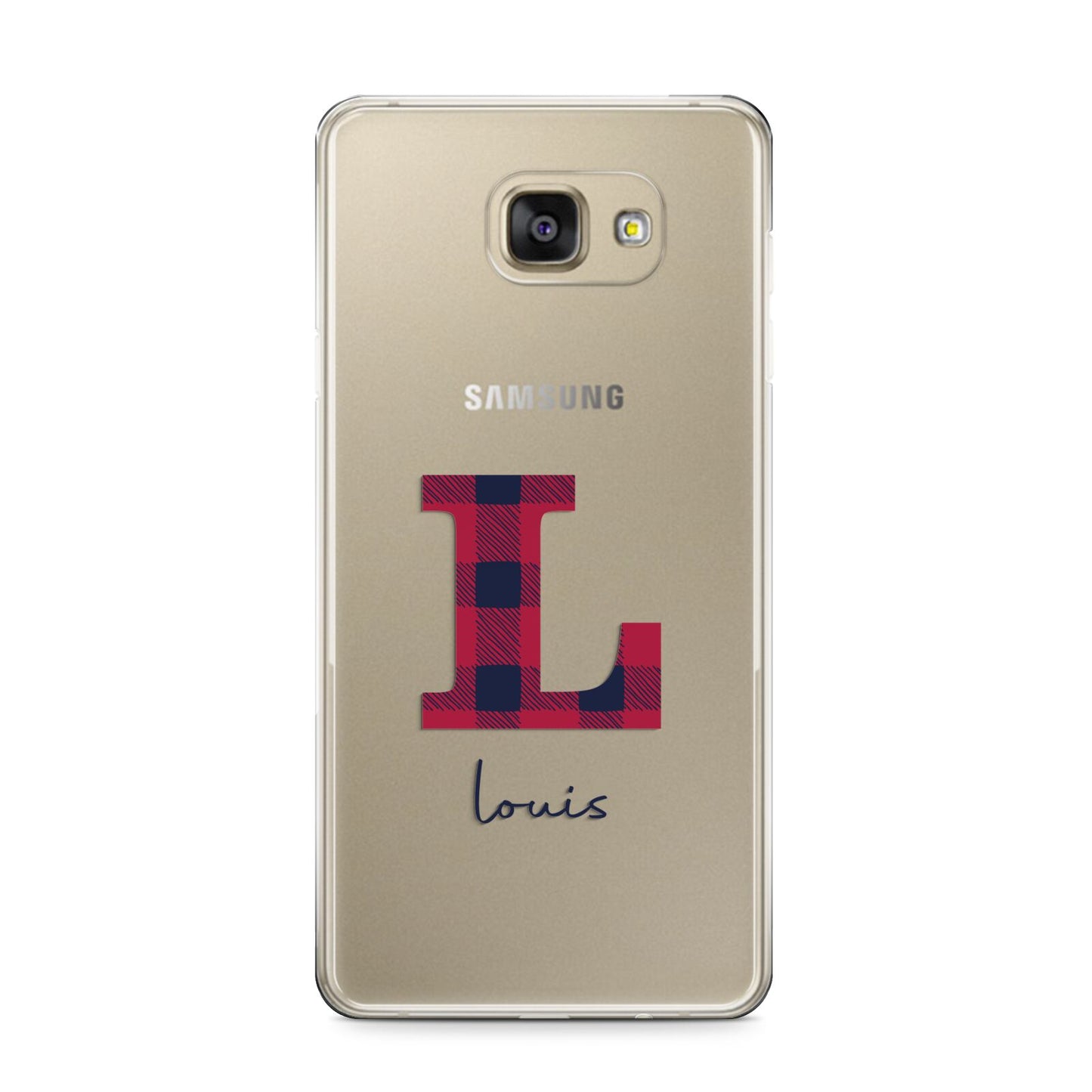 Christmas Tartan Personalised Samsung Galaxy A9 2016 Case on gold phone