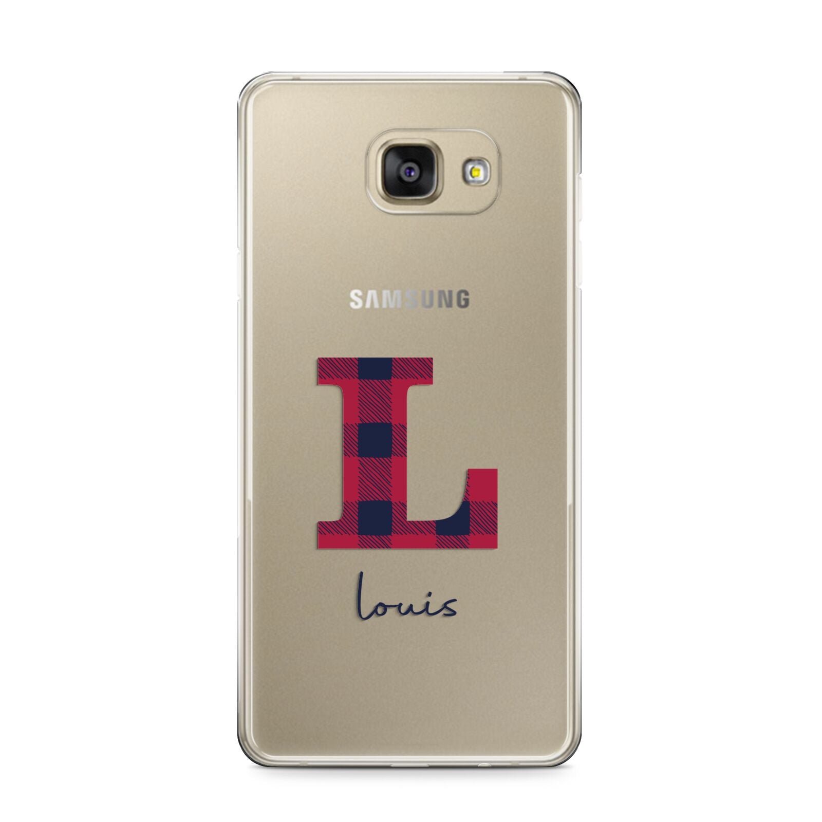 Christmas Tartan Personalised Samsung Galaxy A9 2016 Case on gold phone