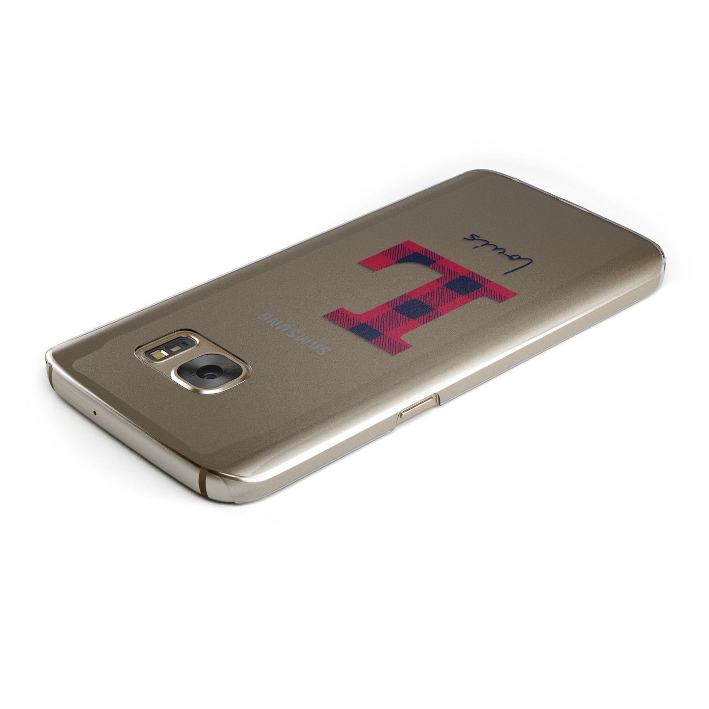 Christmas Tartan Personalised Samsung Galaxy Case Top Cutout