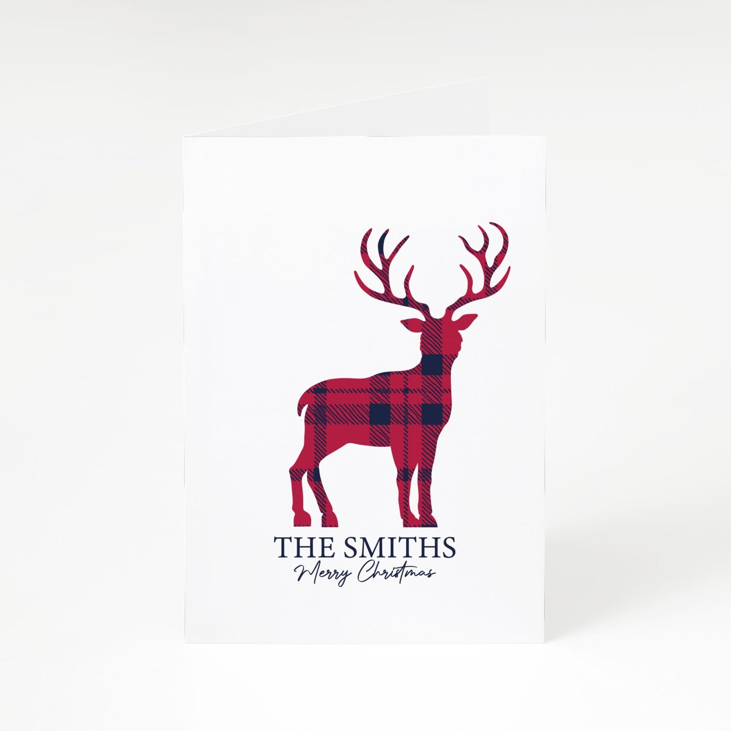 Christmas Tartan Reindeer Personalised A5 Greetings Card