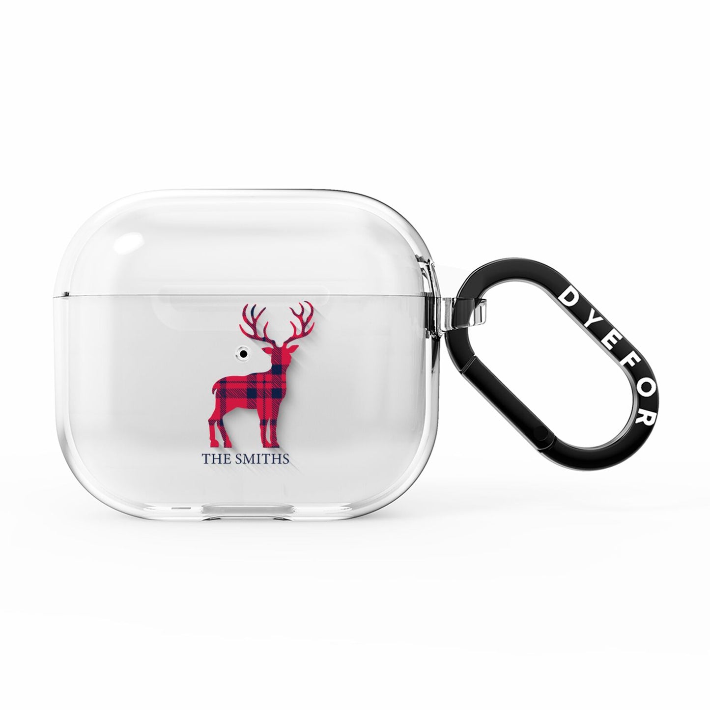 Christmas Tartan Reindeer Personalised AirPods Clear Case 3rd Gen