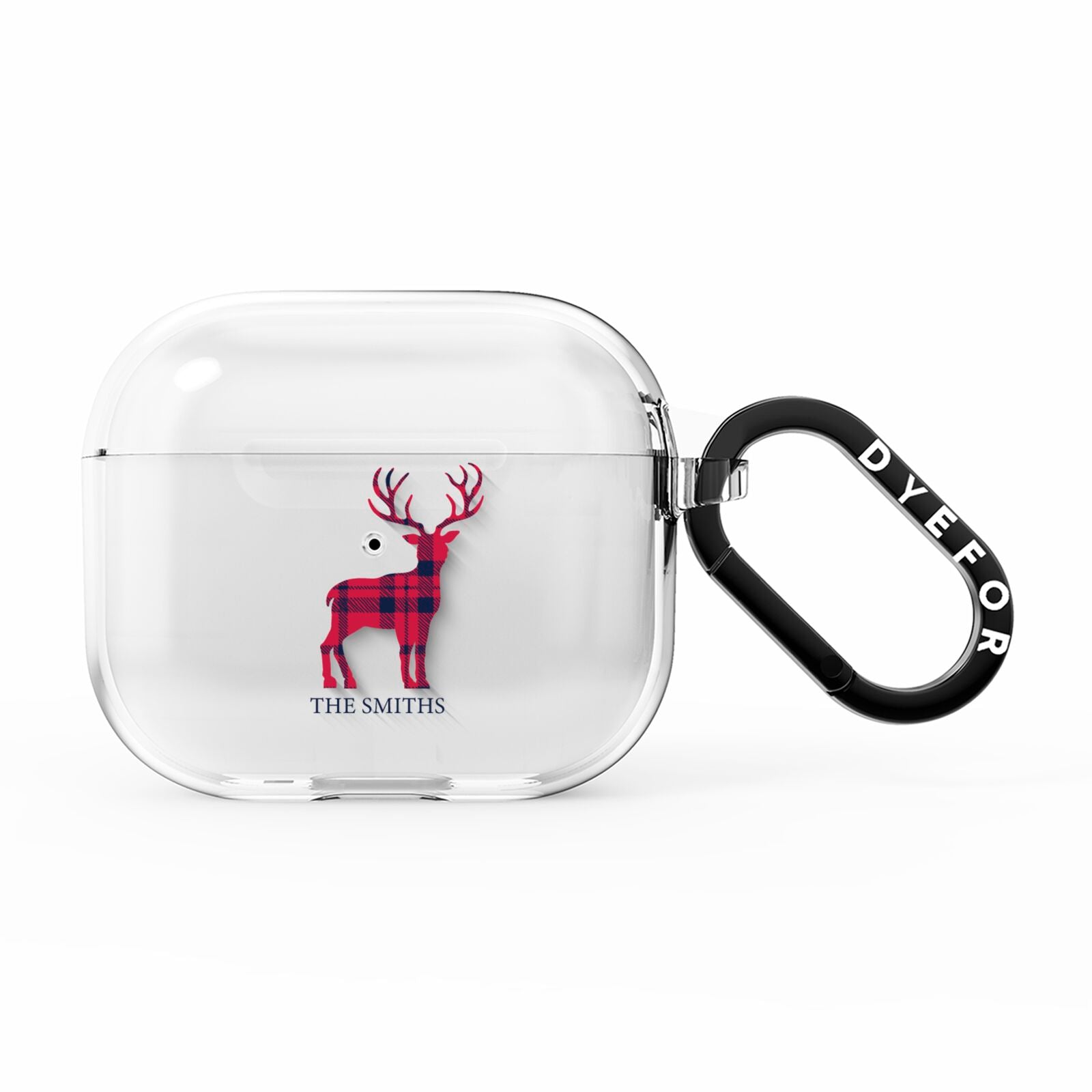 Christmas Tartan Reindeer Personalised AirPods Clear Case 3rd Gen