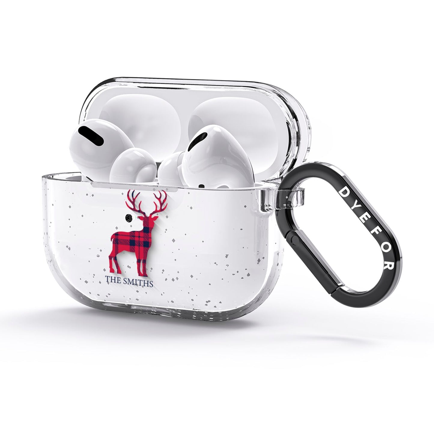 Christmas Tartan Reindeer Personalised AirPods Glitter Case 3rd Gen Side Image
