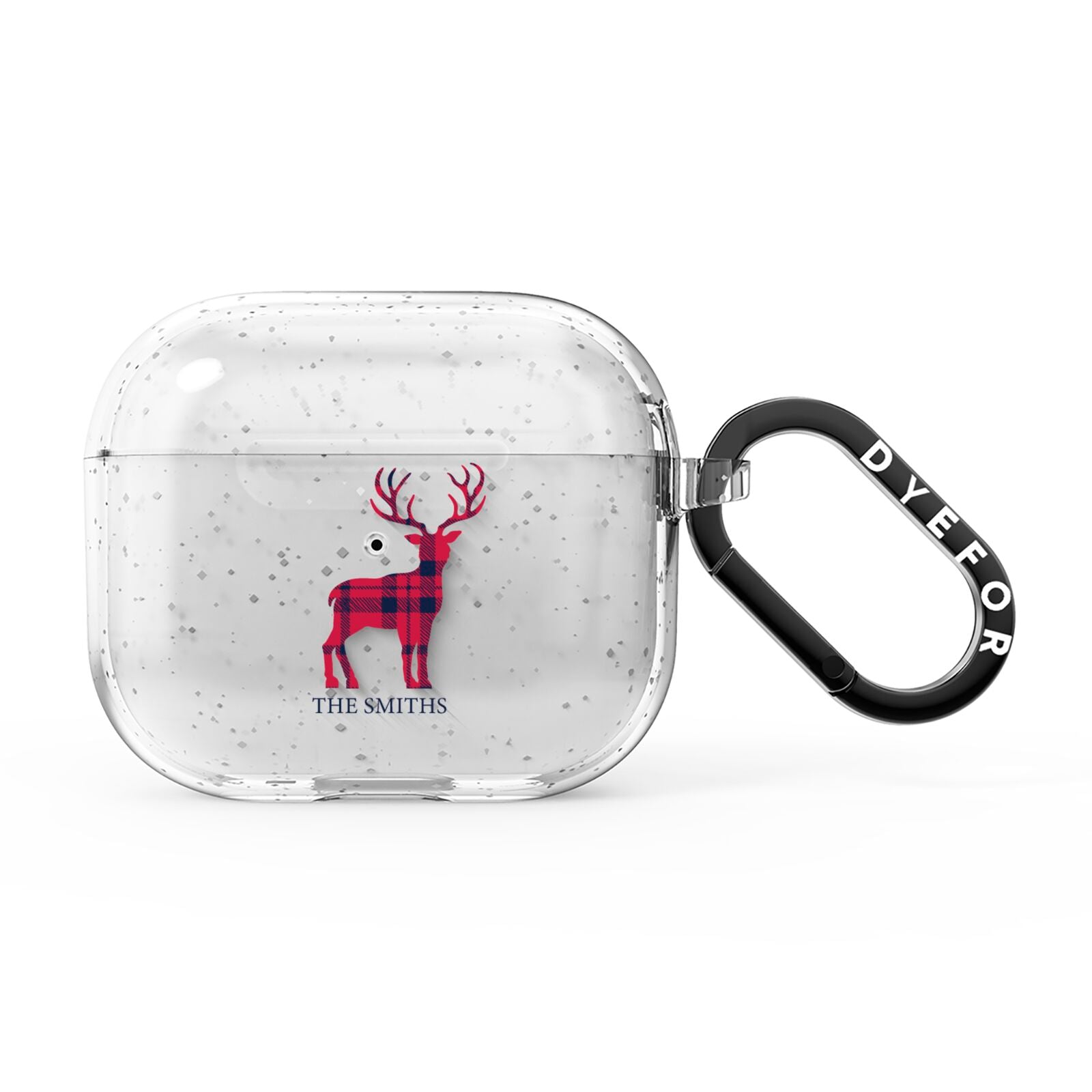 Christmas Tartan Reindeer Personalised AirPods Glitter Case 3rd Gen