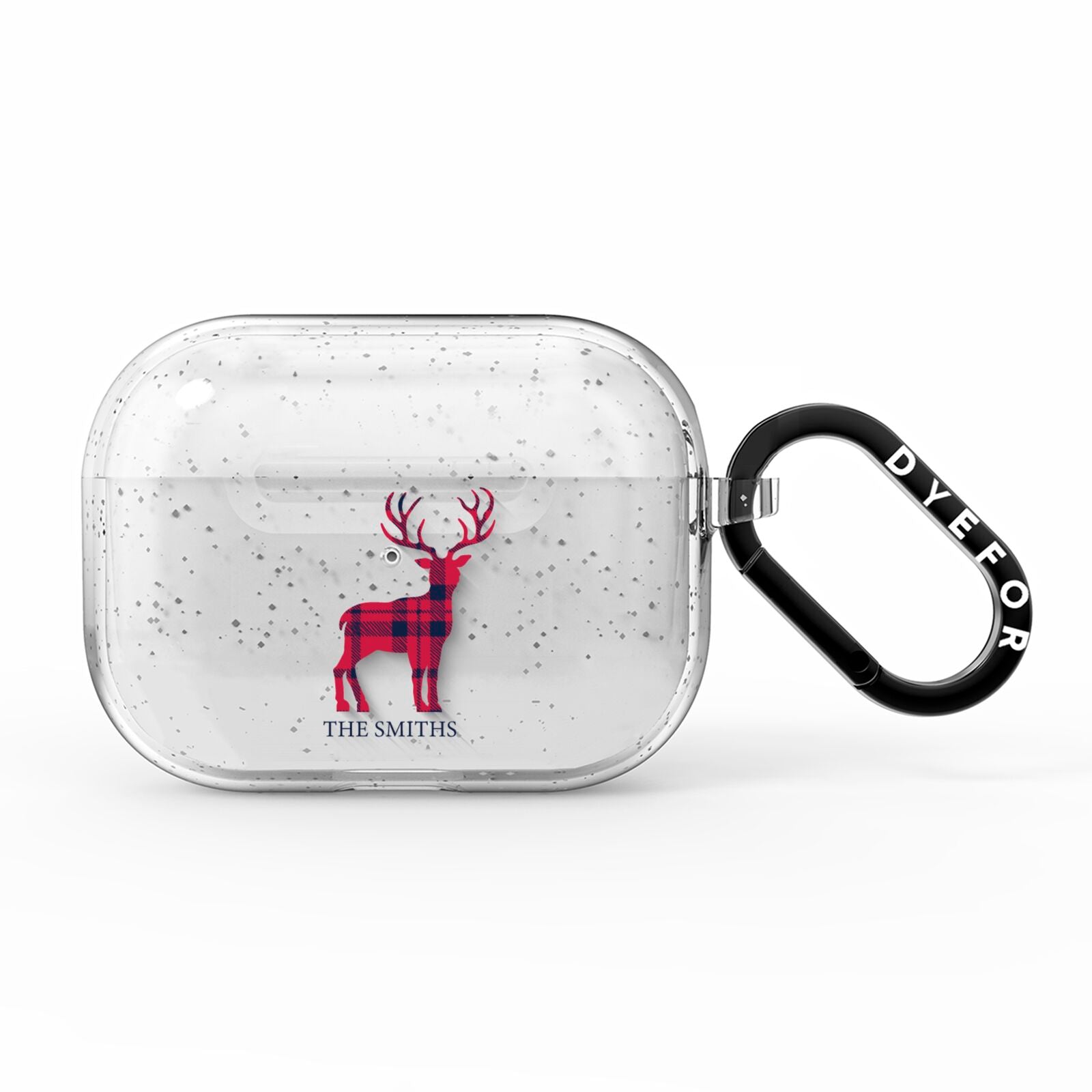 Christmas Tartan Reindeer Personalised AirPods Pro Glitter Case