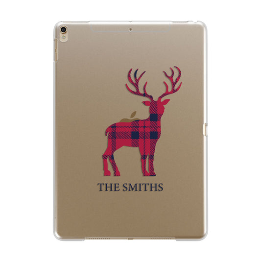 Christmas Tartan Reindeer Personalised Apple iPad Gold Case