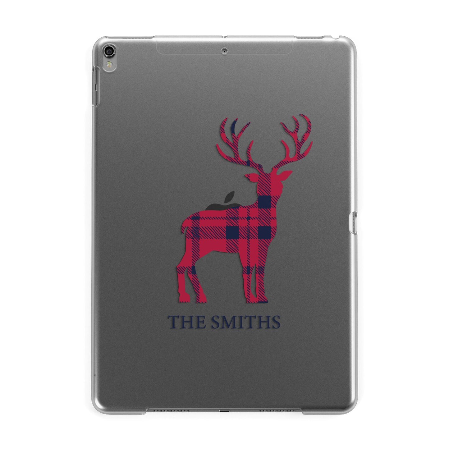 Christmas Tartan Reindeer Personalised Apple iPad Grey Case